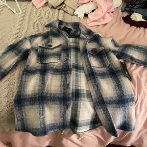 Oversized Blue & White Coat